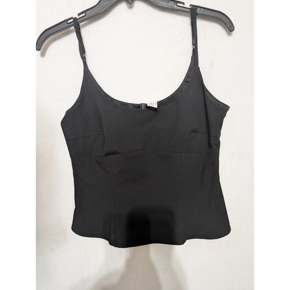Divided Black Crop Tank Size Medium Spaghetti Straps